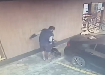 Homem prende cão em carro estacionado e motorista arrasta animal sem perceber em SC; VÍDEO
